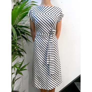 Navy Off-White Plume Dress