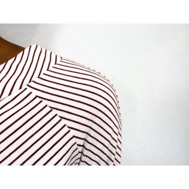 Madeleine Bordeaux/Off-white Striped Top