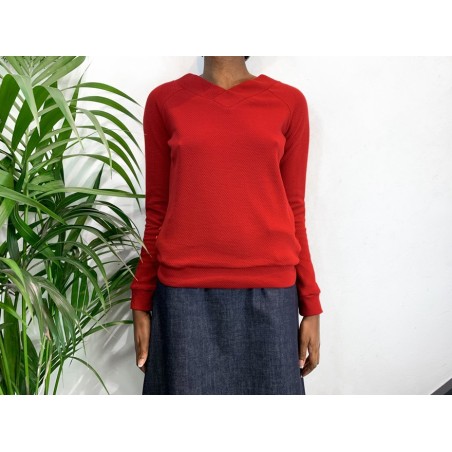 Red Textured Madeleine Sweat