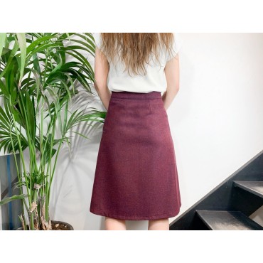 Burgundy Wool Laly Skirt