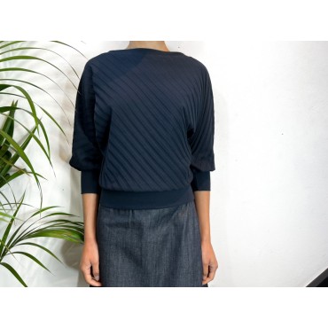 Textured Navy Eleonore Top