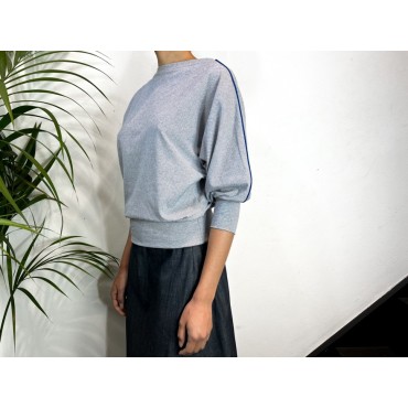 Striped Eléonore Top (Electric Blue Piping)