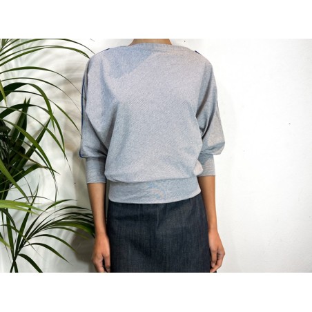 Striped Eléonore Top (Electric Blue Piping)