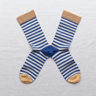 Chaussettes à rayures cobalt Bonne Maison