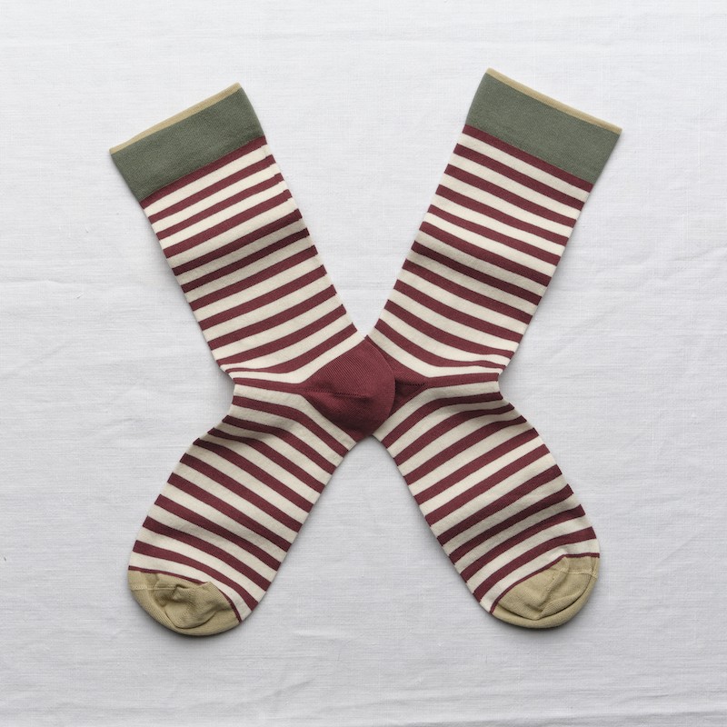 Socks stripes old burgundy by Bonne Maison