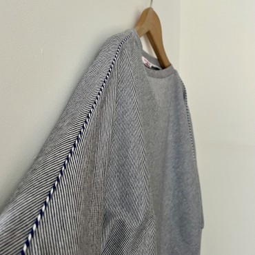Striped Eléonore Top (Electric Blue & white Piping)