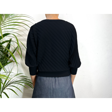 Textured Black Eleonore Top