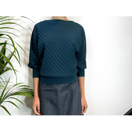 Textured Denim Blue Eleonore Top