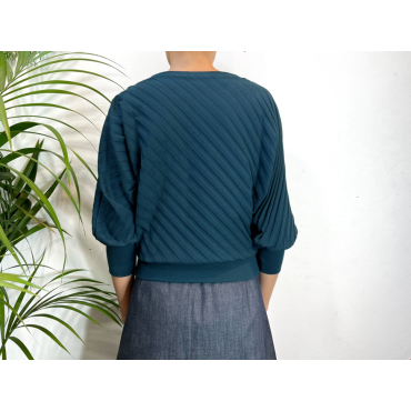 Textured Denim Blue Eleonore Top