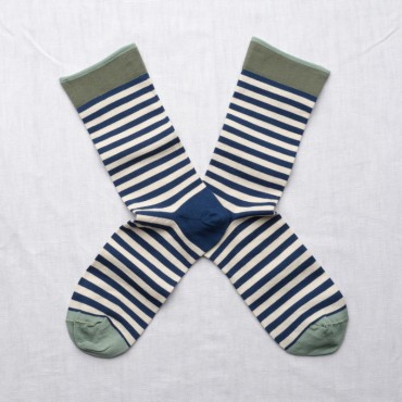 Navy Stripe Socks by Bonne...